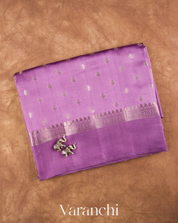 Lavender Pure Dupion Silk Saree — Folded