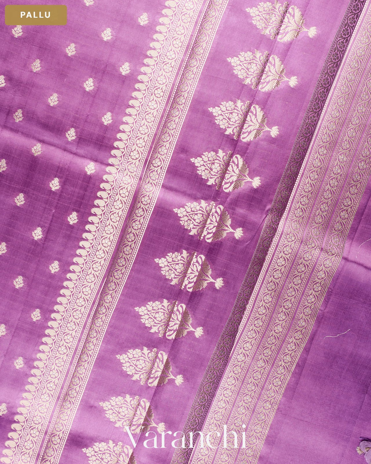 Lavender Pure Dupion Silk Saree — Pallu