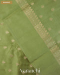 Olive Green Pure Dupion Silk Saree — Border