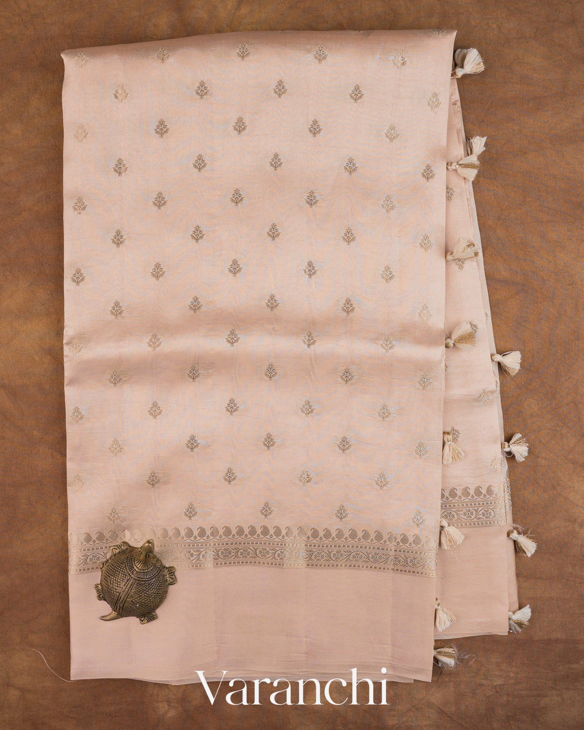 Pearl White Pure Dupion Silk Saree — Full Saree