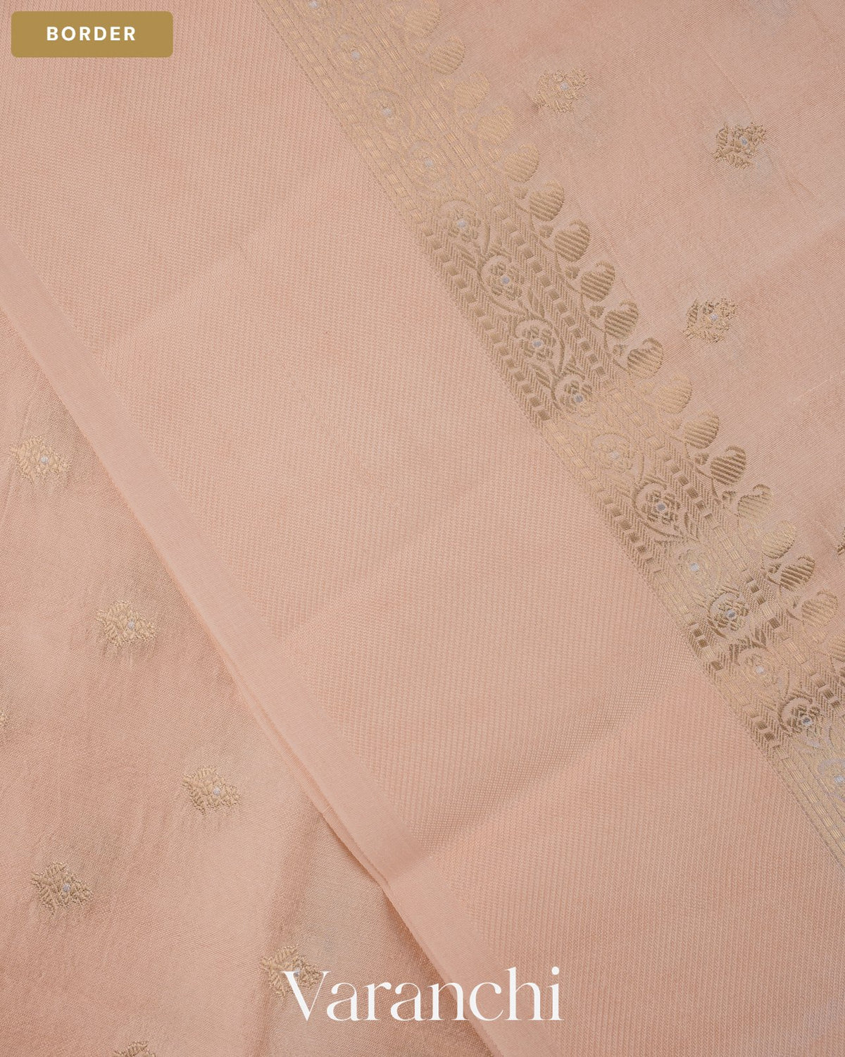 Pearl White Pure Dupion Silk Saree — Border