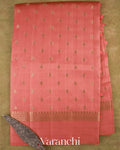 Coral Pure Dupion Silk Saree — Full Saree