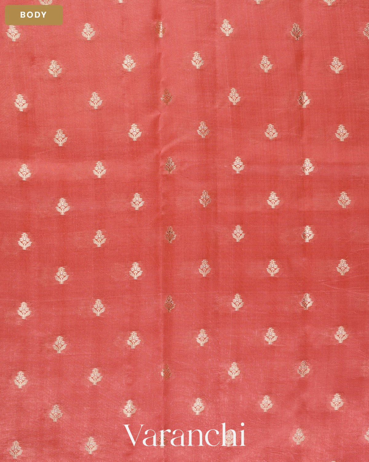 Coral Pure Dupion Silk Saree — Body