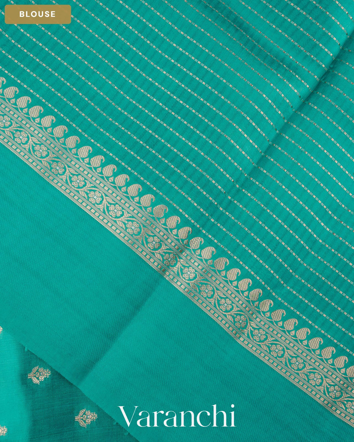 Sea Blue Pure Dupion Silk Saree — Blouse