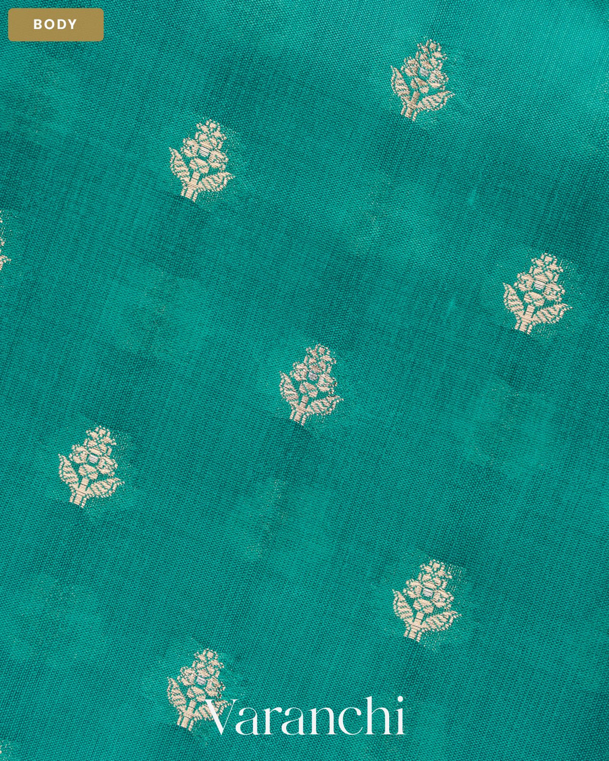 Sea Blue Pure Dupion Silk Saree — Body