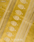 Olive Yellow Pure Dupion Silk Saree — Pallu