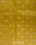 Olive Yellow Pure Dupion Silk Saree — Body