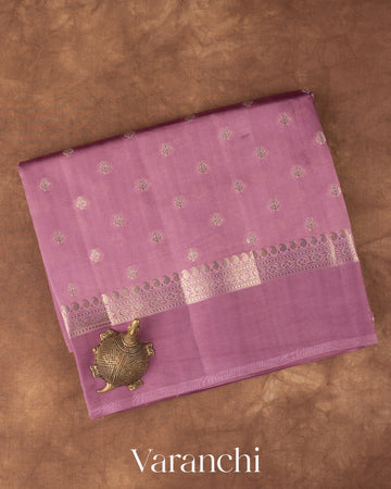 Lavender Pure Dupion Silk Saree — Folded