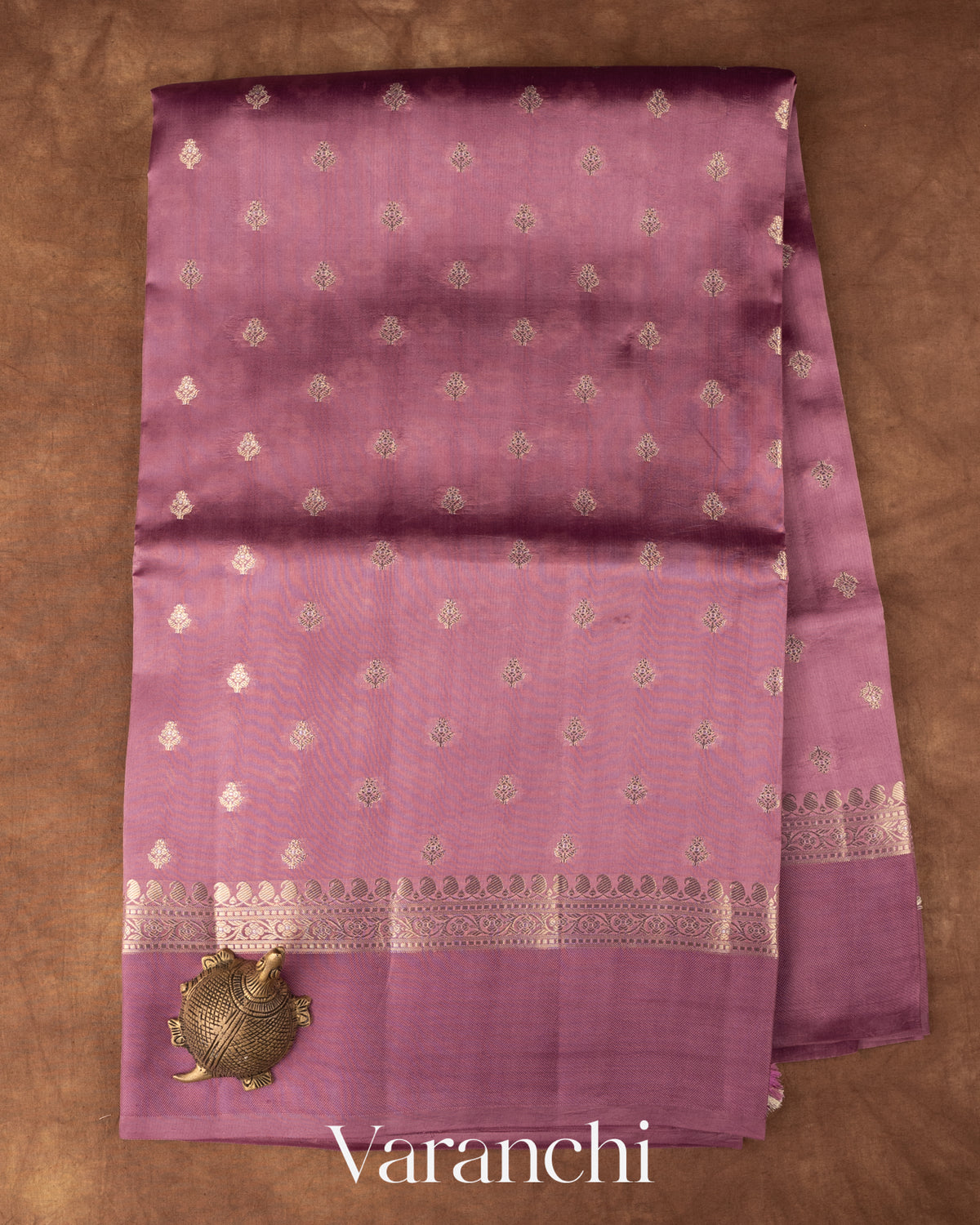 Lavender Pure Dupion Silk Saree — Full Saree