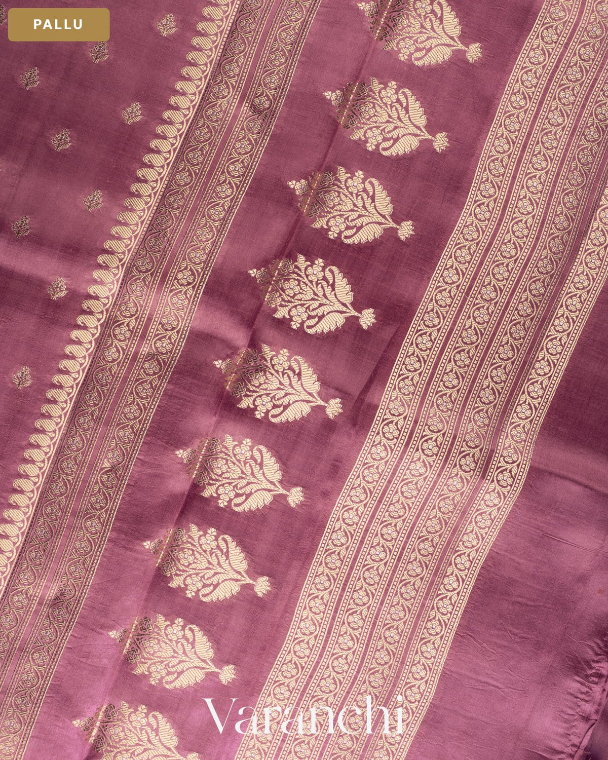 Lavender Pure Dupion Silk Saree — Pallu