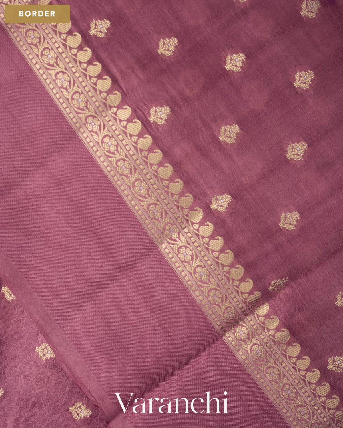 Lavender Pure Dupion Silk Saree — Border