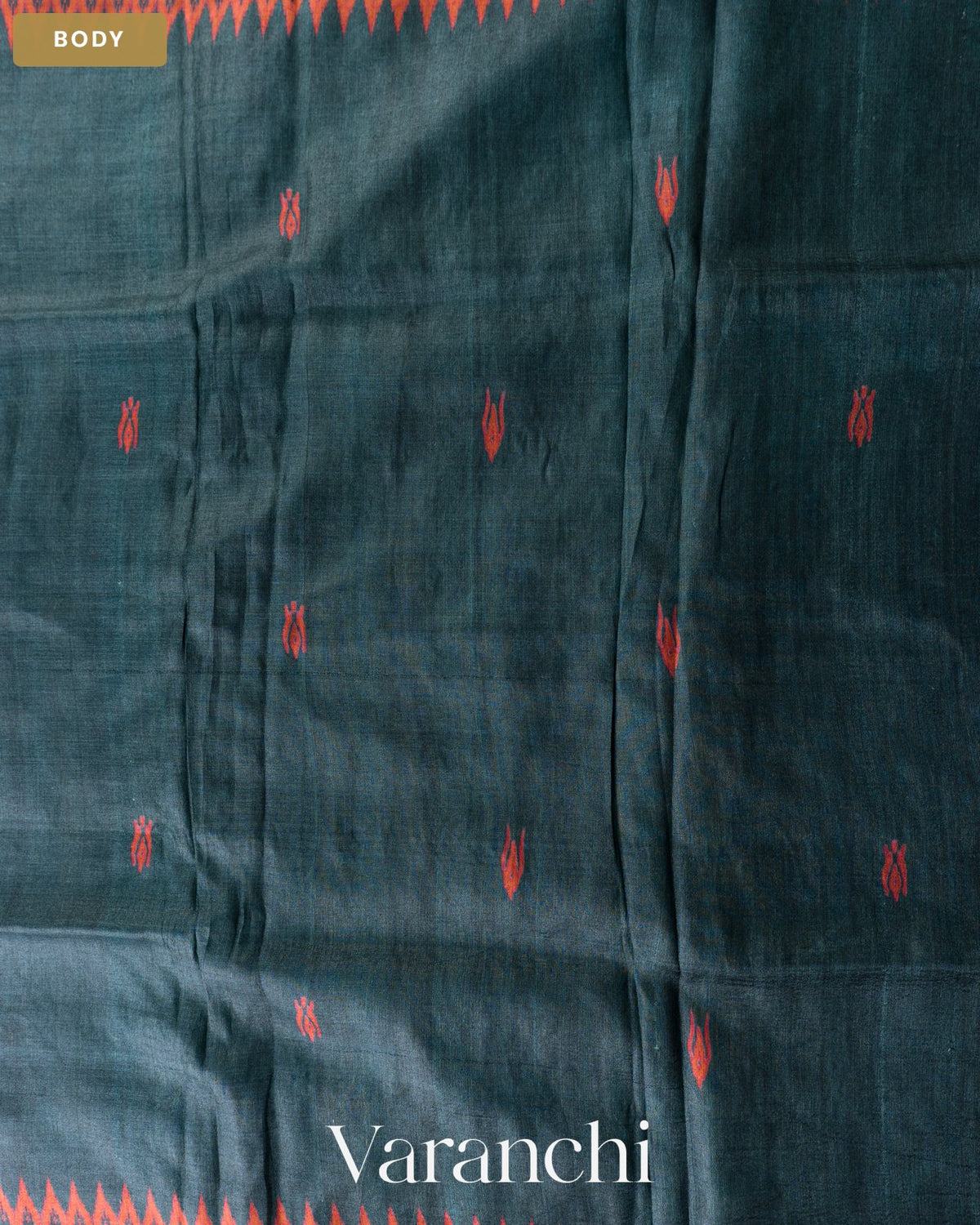 Deep Navy Blue Pure Tussar Silk Handloom Saree — Body