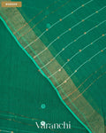 Peacock Green Sequin Striped Pure Muslin Silk Handloom Saree — Border