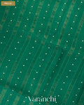 Peacock Green Sequin Striped Pure Muslin Silk Handloom Saree — Pallu