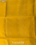 Mustard Yellow Sequin Striped Pure Muslin Silk Handloom Saree — Body