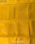 Mustard Yellow Sequin Striped Pure Muslin Silk Handloom Saree — Pallu