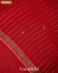 Crimson Red Sequin Striped Pure Muslin Silk Handloom Saree — Blouse