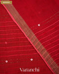 Crimson Red Sequin Striped Pure Muslin Silk Handloom Saree — Border