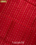Crimson Red Sequin Striped Pure Muslin Silk Handloom Saree — Pallu