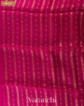 Rani Pink Sequin Striped Pure Muslin Silk Handloom Saree — Pallu