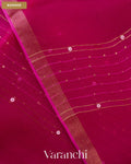 Rani Pink Sequin Striped Pure Muslin Silk Handloom Saree — Border