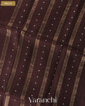 Coffee Brown Sequin Striped Pure Muslin Silk Handloom Saree — Pallu