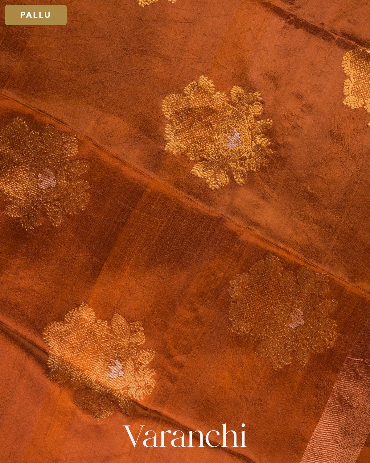 Coffeee Brown Jamdani Pure Mulberry Silk Handloom Saree — Pallu