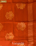 Rust Orange Jamdani Pure Mulberry Silk Handloom Saree — Pallu