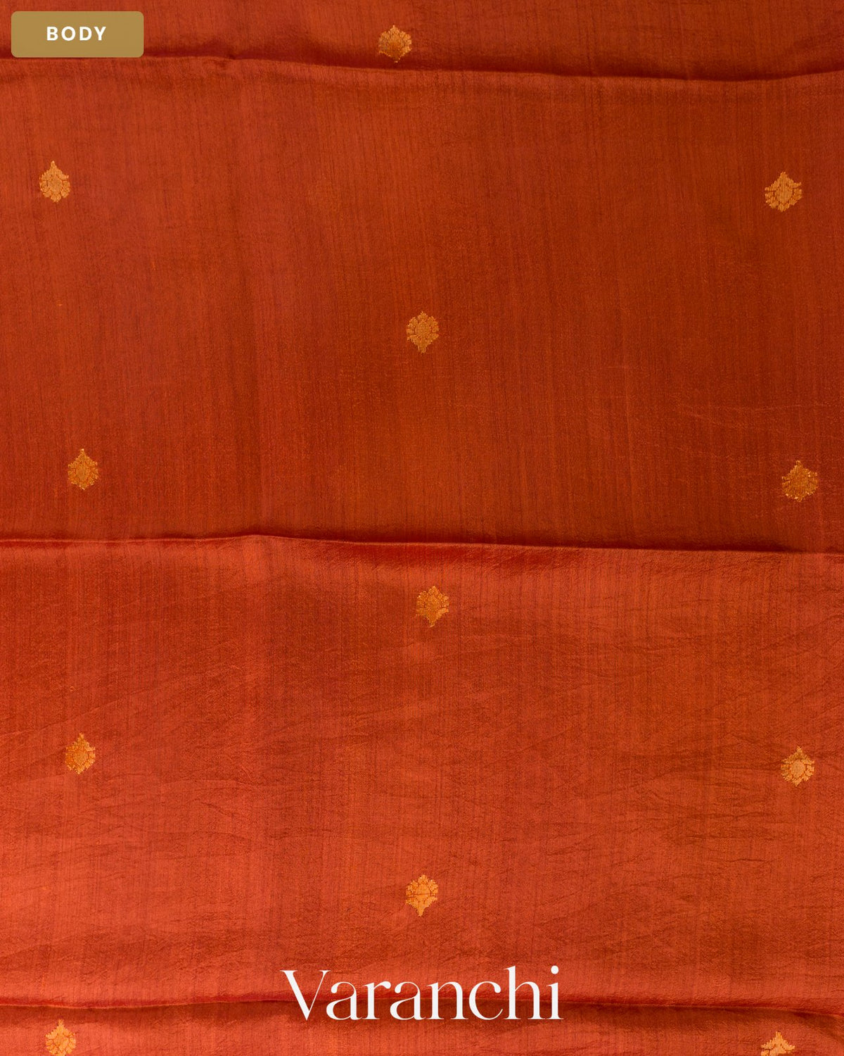 Rust Orange Jamdani Pure Mulberry Silk Handloom Saree — Body