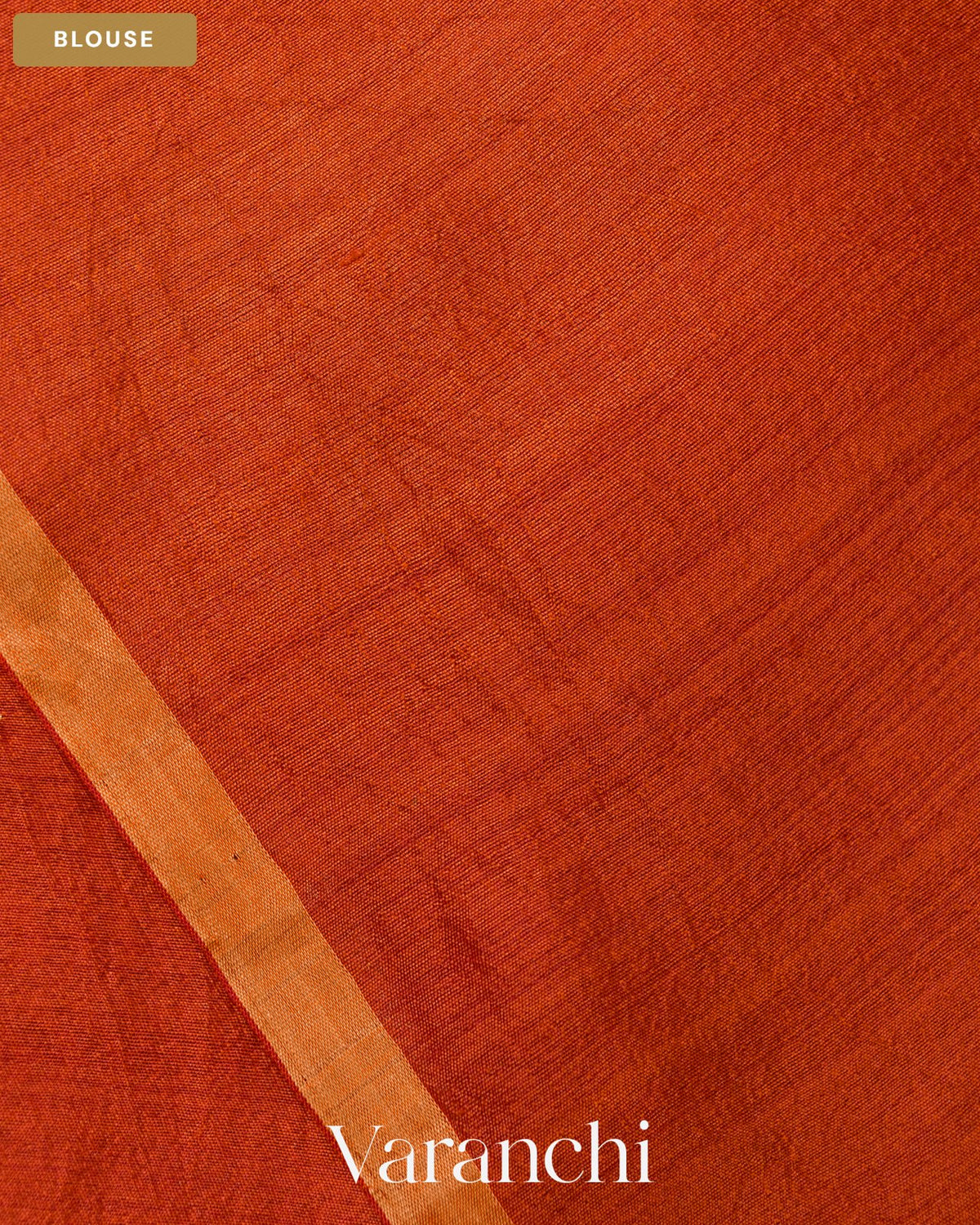 Rust Orange Jamdani Pure Mulberry Silk Handloom Saree — Blouse