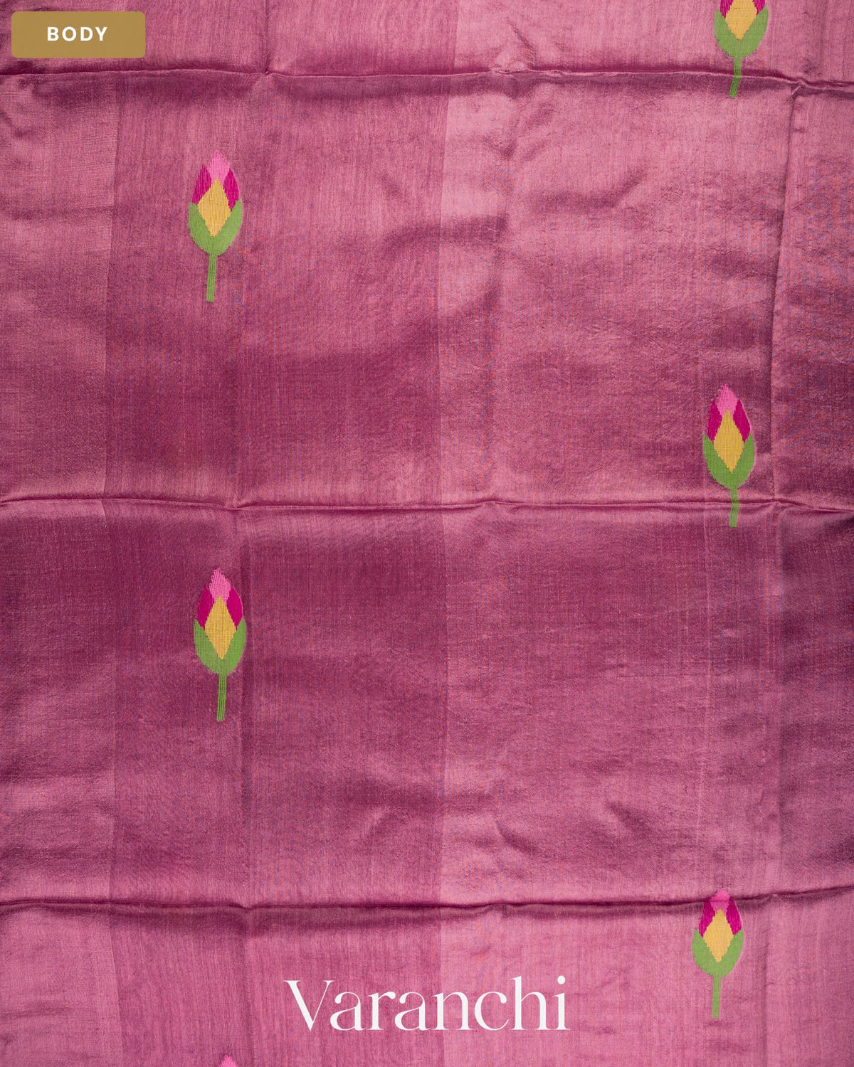 Muted Lavender Jamdani Pure Mulberry Silk Handloom Saree — Body
