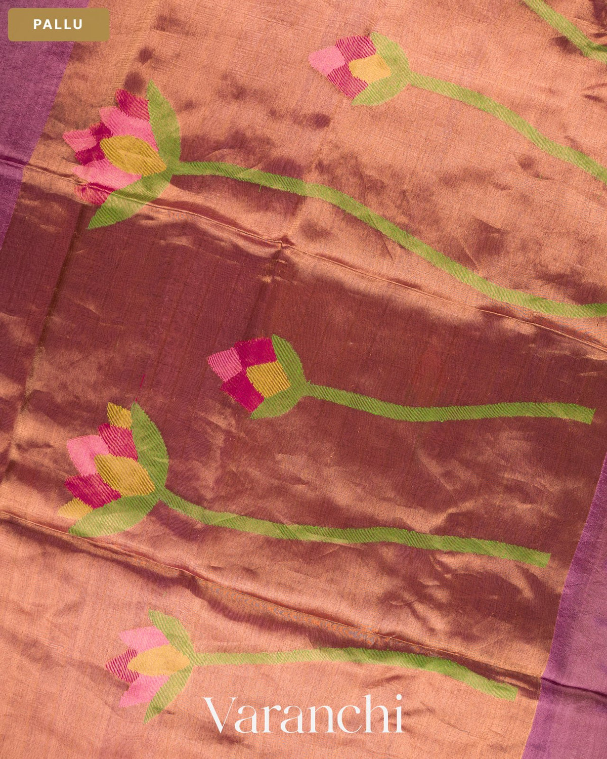 Muted Lavender Jamdani Pure Mulberry Silk Handloom Saree — Pallu