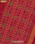 Deep Wine Pure Rajkot Patola Silk Handloom Saree — Pallu