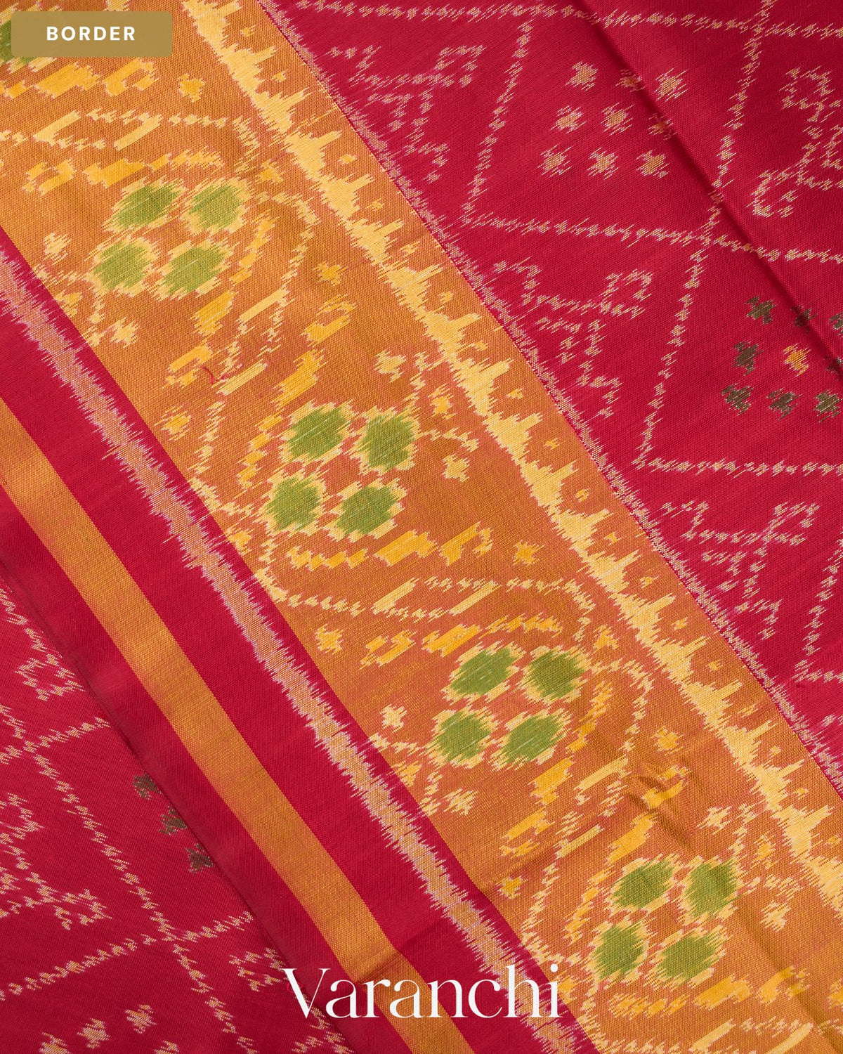 Deep Wine Pure Rajkot Patola Silk Handloom Saree — Border