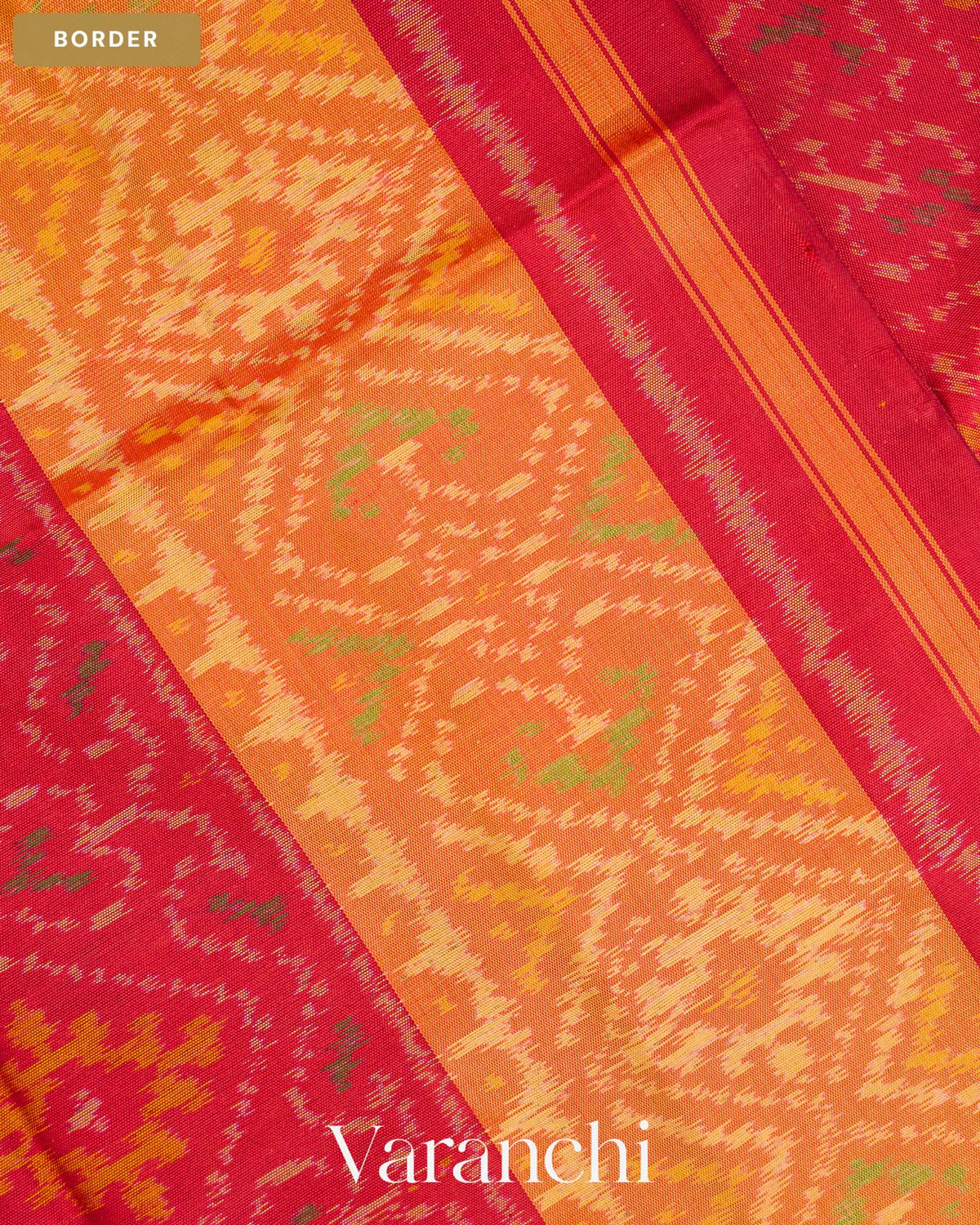 Mustard Yellow Pure Rajkot Patola Silk Handloom Saree — Border