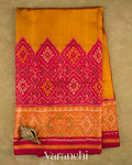 Mustard Yellow Pure Rajkot Patola Silk Handloom Saree — Full Saree