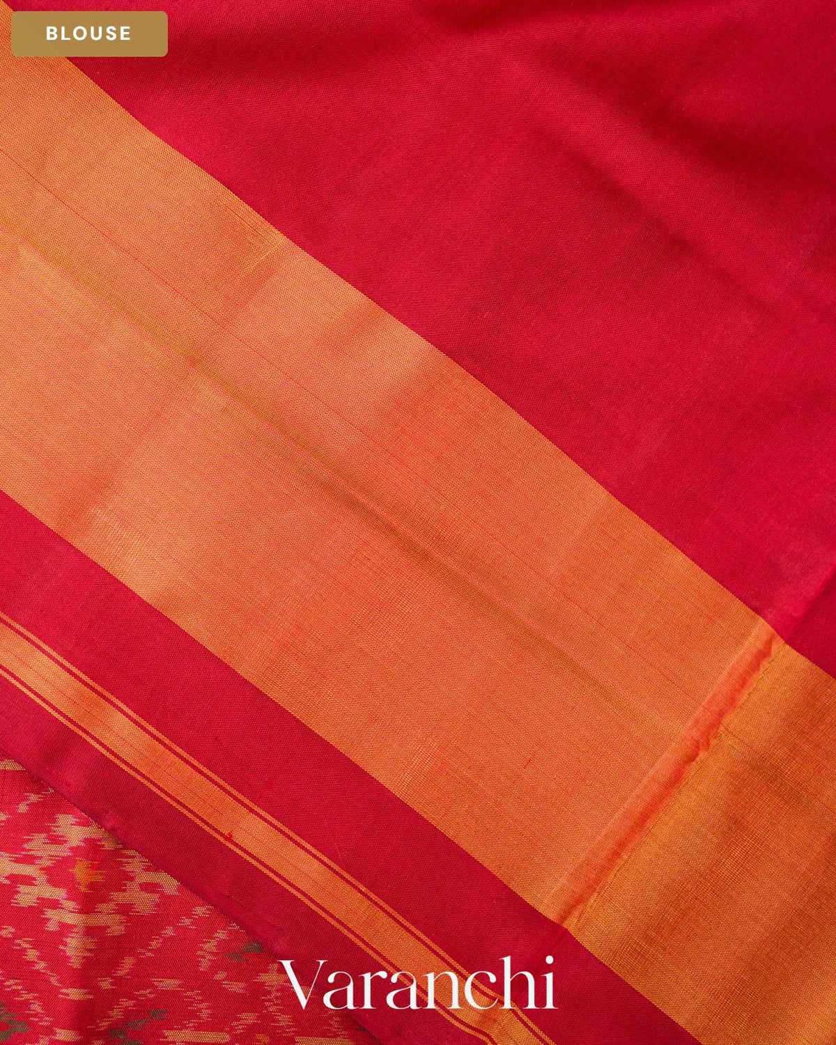 Mustard Yellow Pure Rajkot Patola Silk Handloom Saree — Blouse