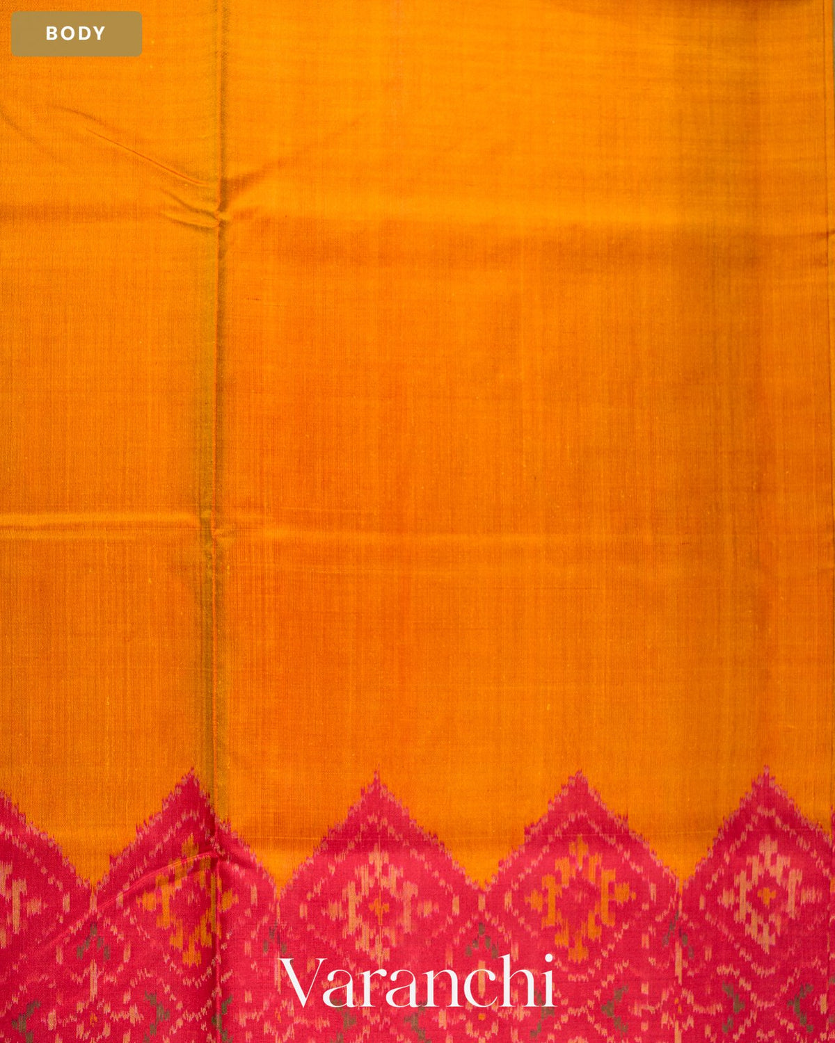 Mustard Yellow Pure Rajkot Patola Silk Handloom Saree — Body