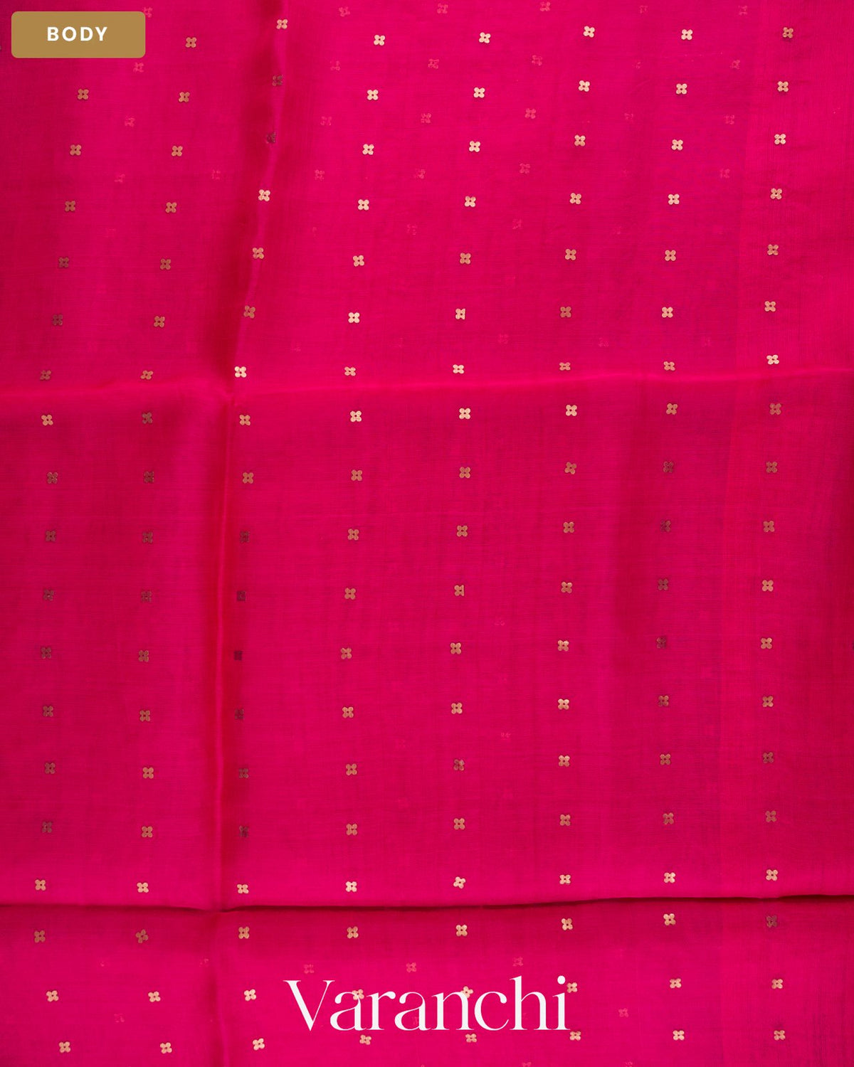 Rani Pink Sequin with Jamdani Paithani Pallu Pure Muslin Silk Handloom Saree — Body