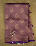 Violet Brocade Pure Tissue Kora Silk Saree — Full Saree