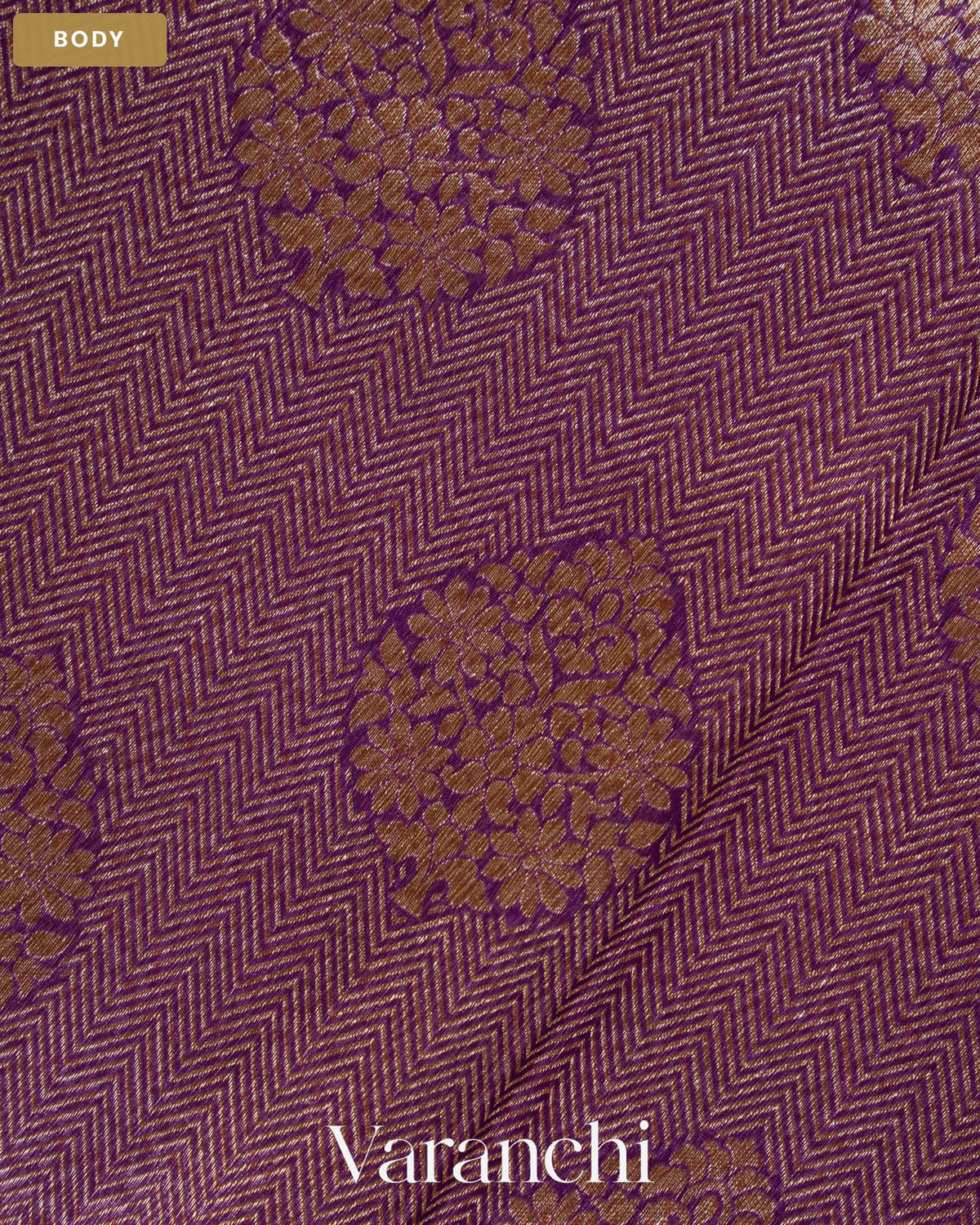 Violet Brocade Pure Tissue Kora Silk Saree — Body