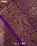 Violet Brocade Pure Tissue Kora Silk Saree — Border