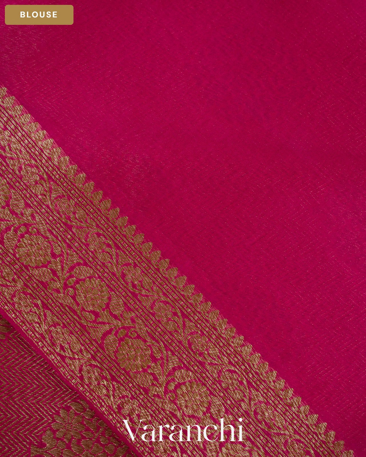 Rani Pink Brocade Pure Kora Silk Saree — Blouse