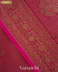 Rani Pink Brocade Pure Kora Silk Saree — Border