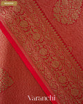 Crimson Red Brocade Pure Kora Silk Saree — Border