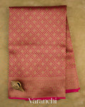 Magenta Pink Brocade Pure Kora Silk Saree — Full Saree