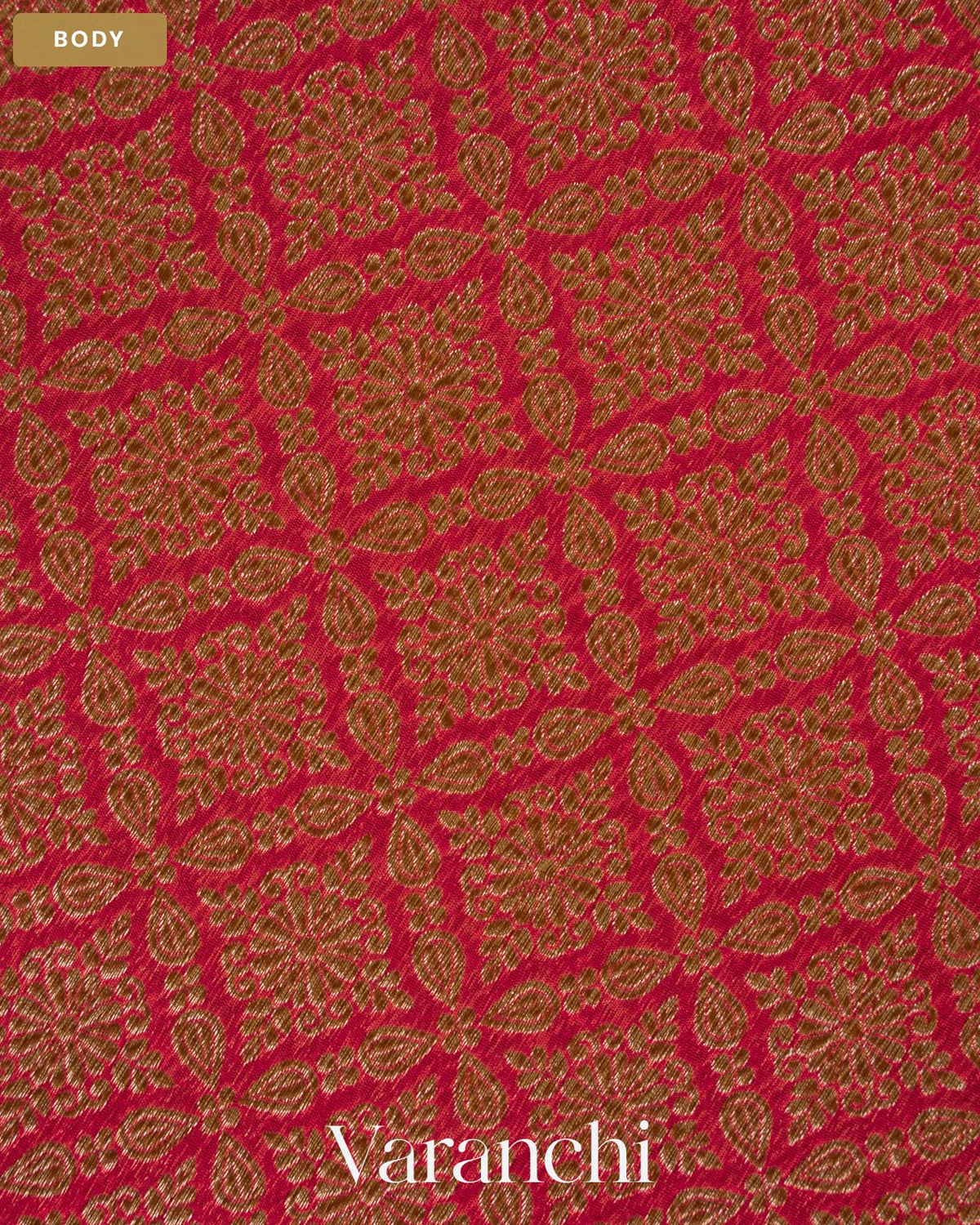 Magenta Pink Brocade Pure Kora Silk Saree — Body