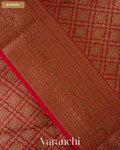 Maroon Red Brocade Pure Tissue Kora Silk Saree — Border