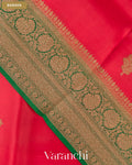 Ruby Red Pure Kora Silk Handloom Saree — Border