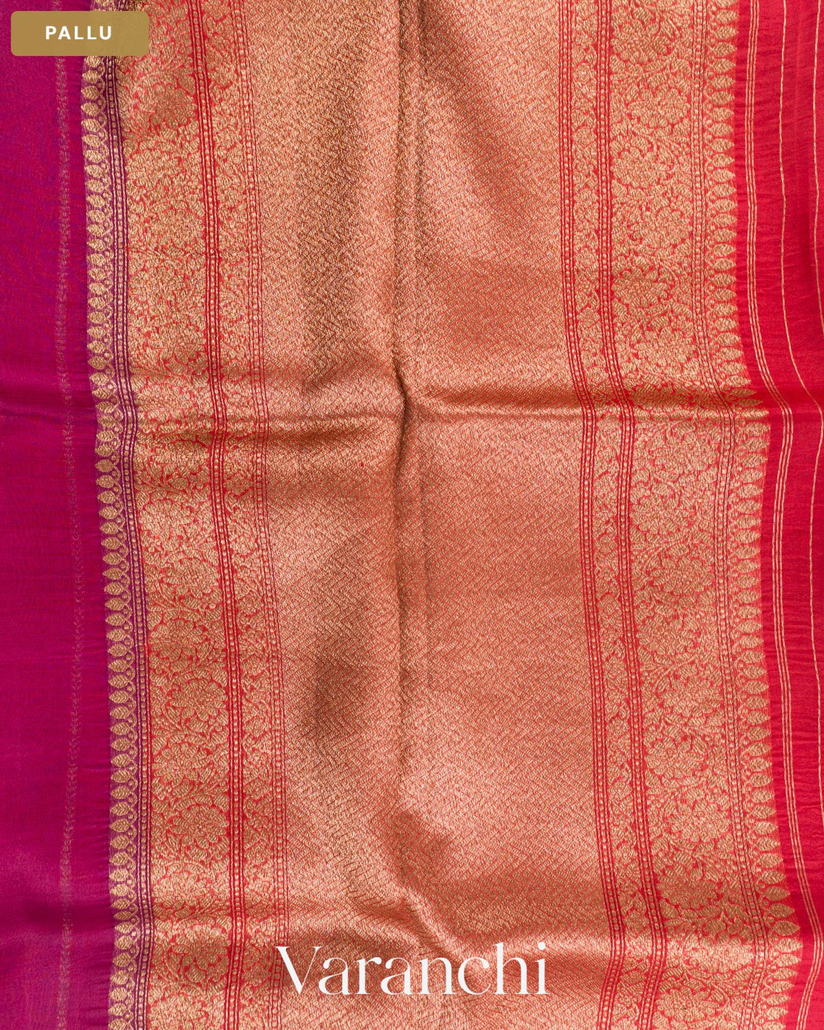 Wine Pure Kora Silk Handloom Saree — Pallu